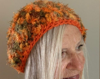 Crochet hat / handmade original crochet hat / orange winter hat / winter accessories