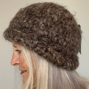 Original crochet winter hat / One of a kind, unique brown hat / image 1