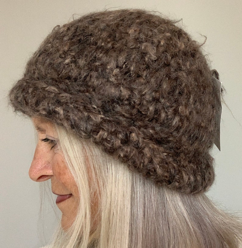 Original crochet winter hat / One of a kind, unique brown hat / image 1