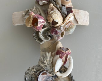 Unique and One of a Kind Cross, Seashell Cross, Christian Cross, Free Shipping