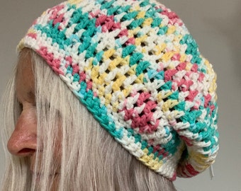 Cotton Crochet Hat / One of a Kind Hat / Unique Summer Hat