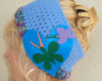 Unique Blue Headband / One of a Kind Headband / Crochet Winter Headband / Free Shipping