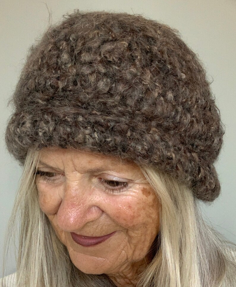 Original crochet winter hat / One of a kind, unique brown hat / image 10