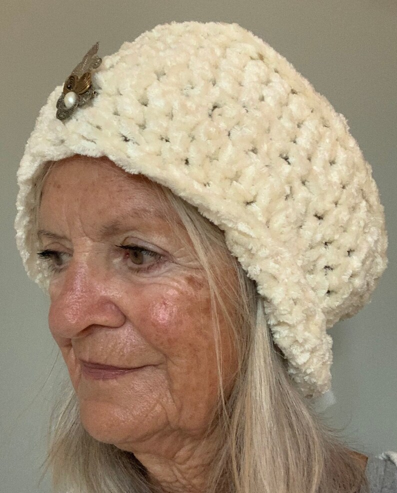 Creamy White Hat / Crochet Hat / Slouchy Winter Hat / Handmade Etsy