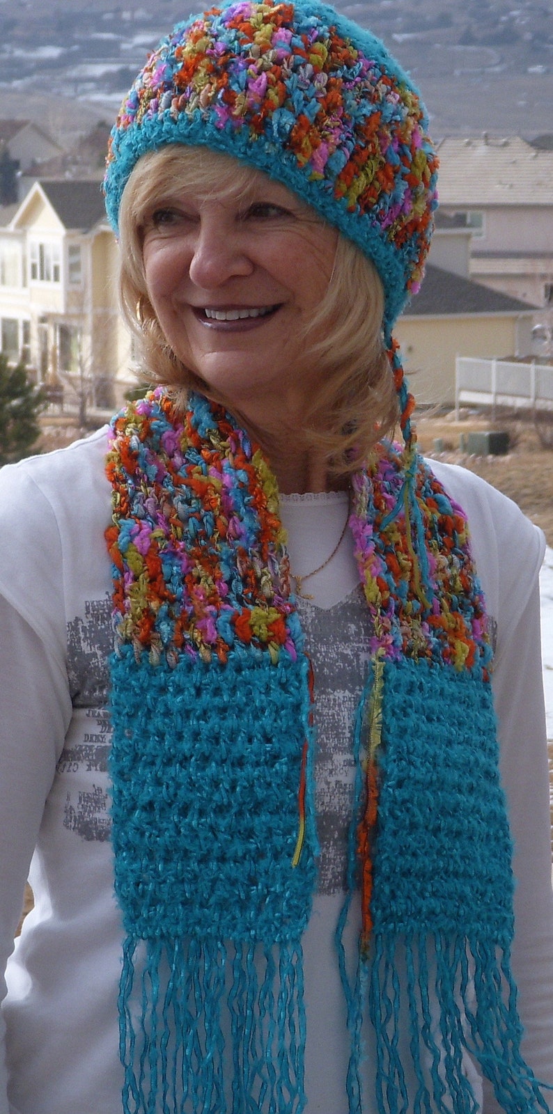Bohemian accessories handmade crochet hat scarf crochet hat scarf ribbon yarn scarf and hat women/'s winter accessories