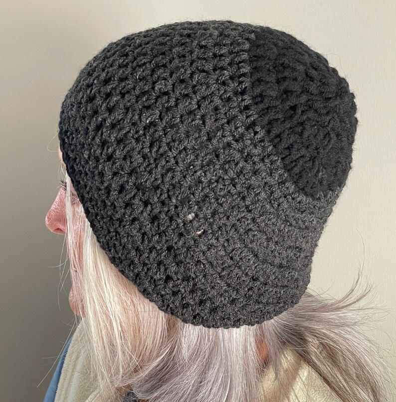 One of Kind Black Winter Hat / Unique Black Crochet Hat / Women's Winter Accessories image 7