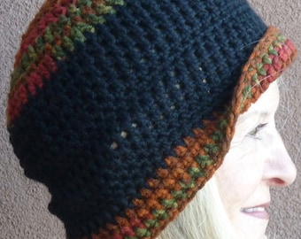 Black Winter Hat / One of a Kind Hat / Unique Winter Hat