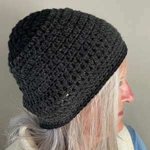 One of Kind Black Winter Hat / Unique Black Crochet Hat / Women's Winter Accessories image 2