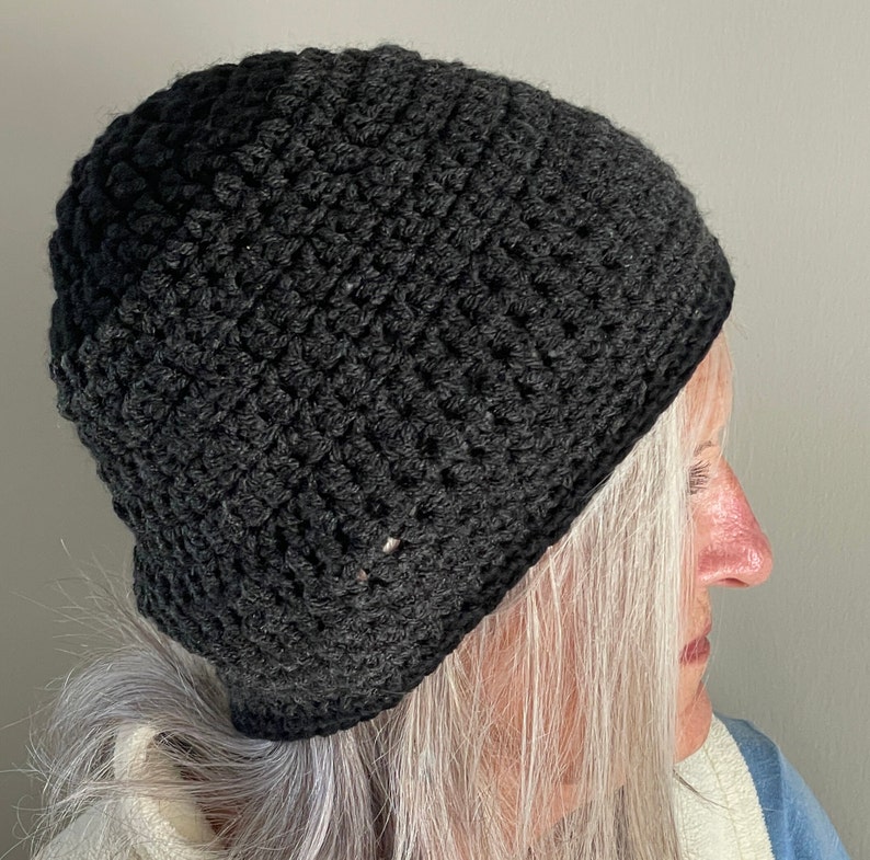 One of Kind Black Winter Hat / Unique Black Crochet Hat / Women's Winter Accessories image 2