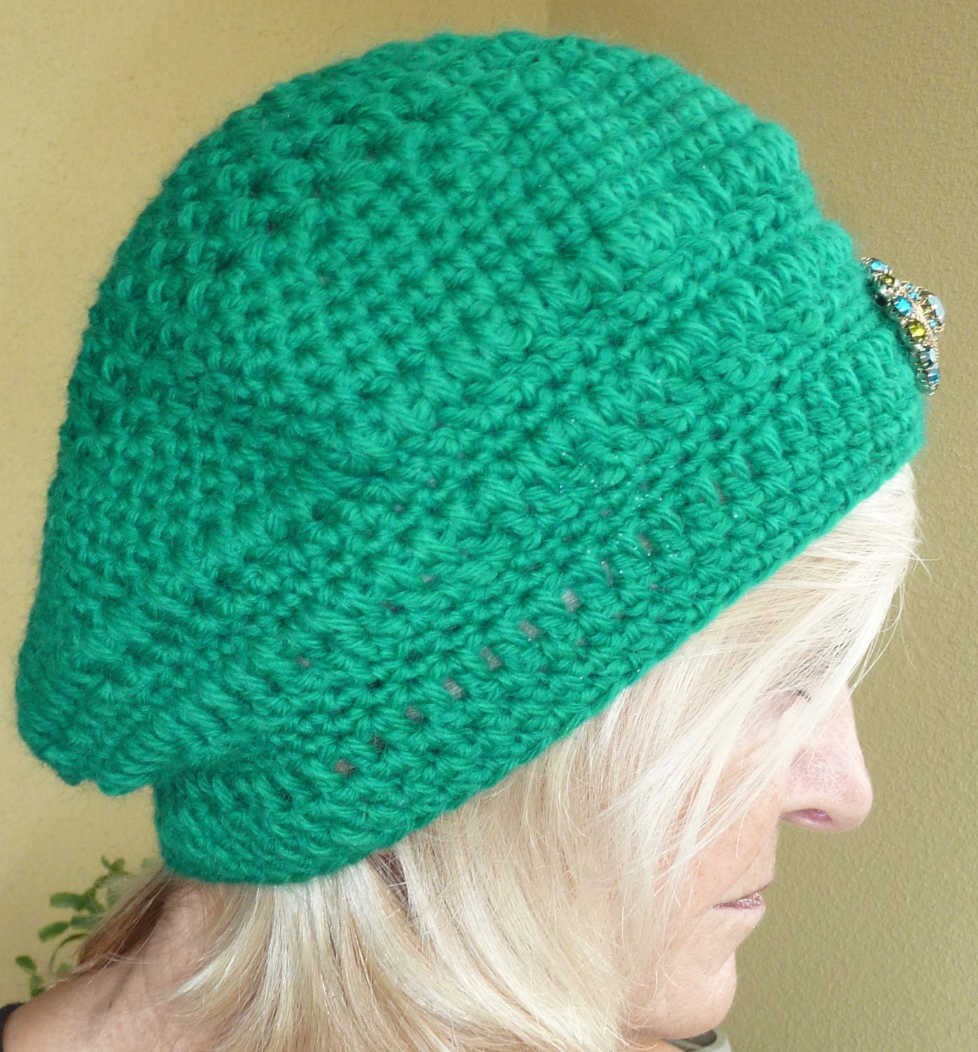 Green winter hat original and unique crochet hat women's Etsy