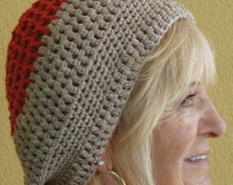 Crochet hat / slouchy winter hat / women's winter hats / handmade original hats / beige and coral