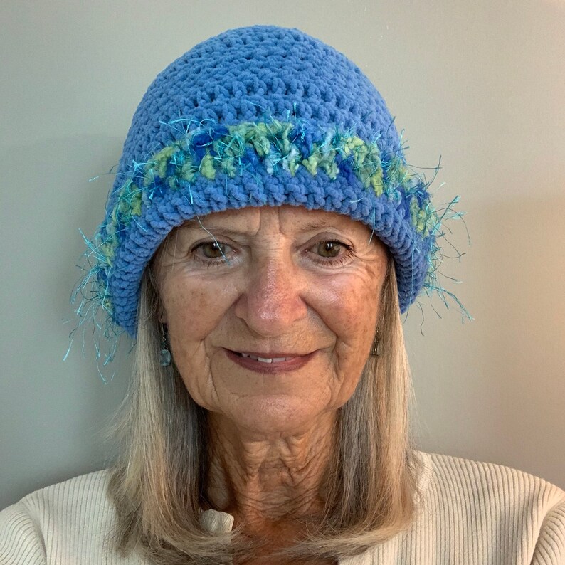 Blue Crochet Hat Handcrafted Blue Winter Hat Women's Etsy