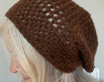 Brown Crochet Hat / One of a Kind Hat / Unique Winter Hat