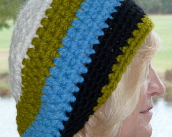 Blue and Green Hat /  Crochet Hat / One of a Kind Hat / Unique Winter Hat