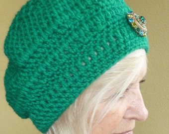 Turban type hat / Green winter hat / crochet beanie / winter accessories / handmade original hat / women's winter hat