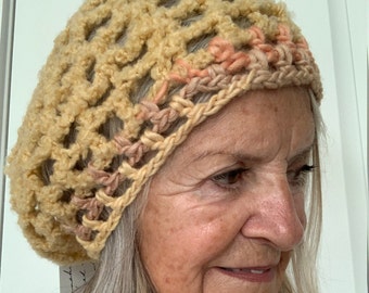 Crochet hat / lightweight hat / handmade original crochet hat / yellow cap / head web