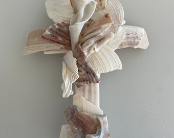 White Cross / Seashell Cross / One of a Kind Cross / Christian Cross / Small Cross / Child's Cross / Adult Cross / Free Shipping