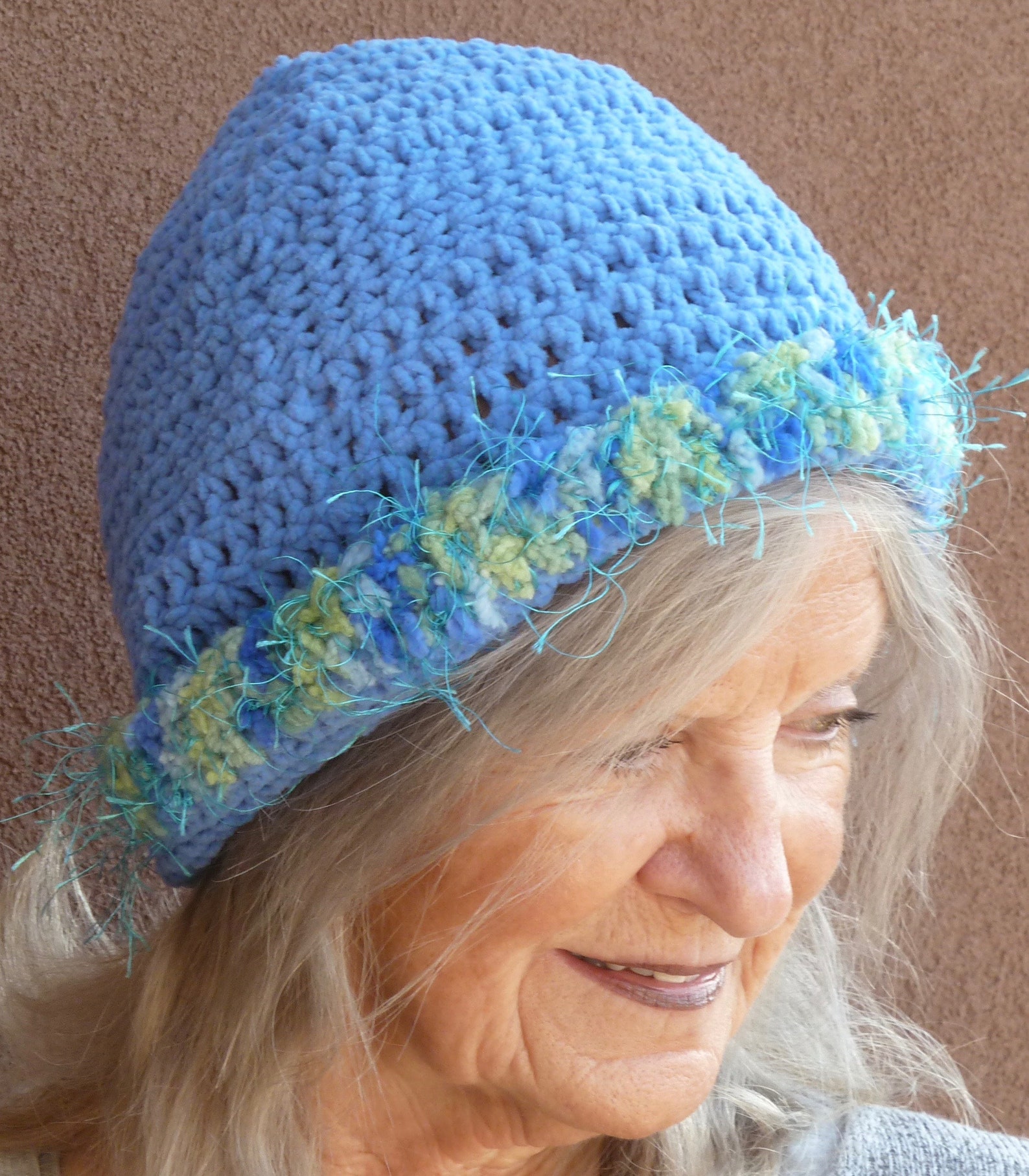 Blue Crochet Hat Handcrafted Blue Winter Hat Women's Etsy