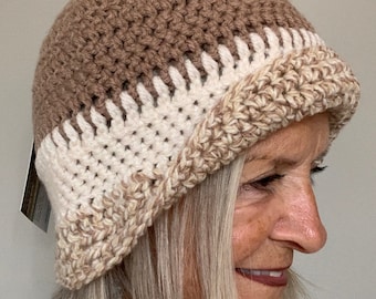 Brown Crochet Hat / One of a Kind Hat / Unique Winter Hat