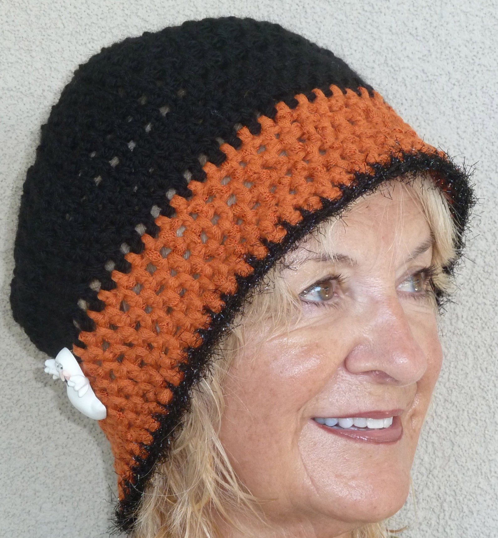 Halloween Hat / Team Hat / Black Orange Hat / Handmade Etsy