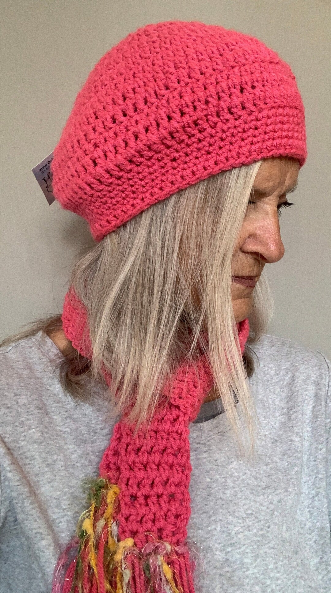 Pink Crochet Hat and Scarf Set / One of a Kind Crochet Accessories / Winter Hat and Scarf Etsy