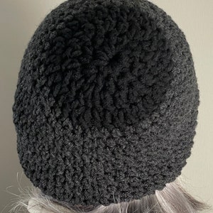 One of Kind Black Winter Hat / Unique Black Crochet Hat / Women's Winter Accessories image 4