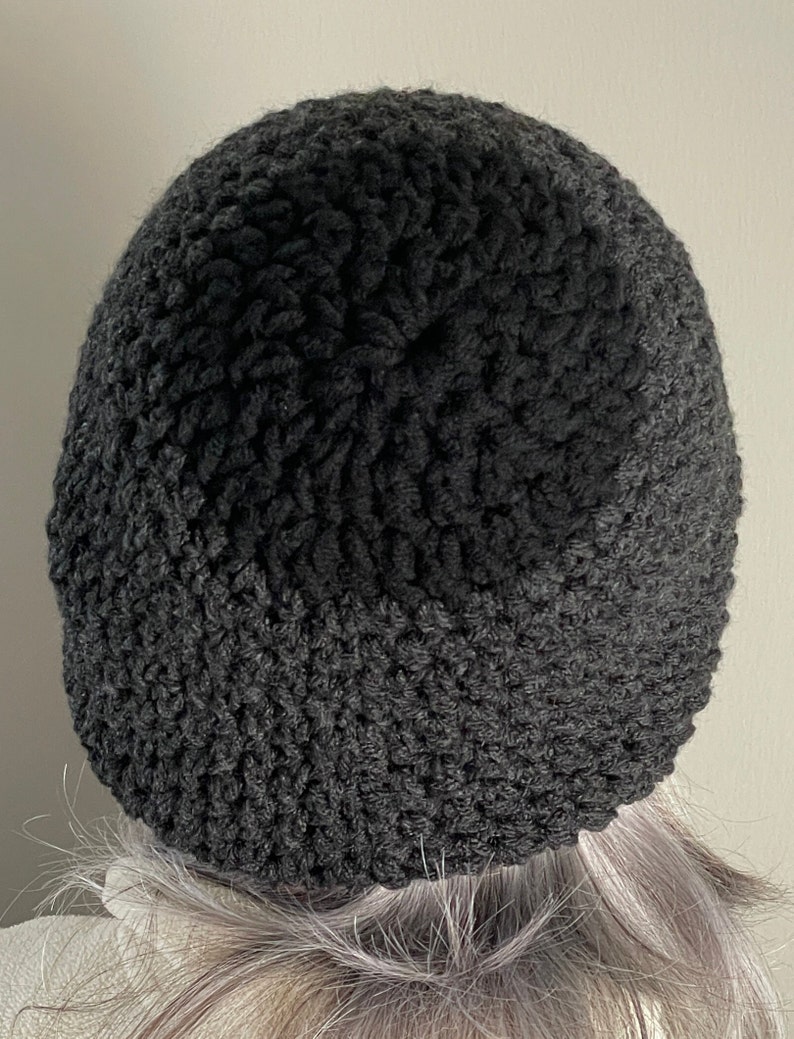 One of Kind Black Winter Hat / Unique Black Crochet Hat / Women's Winter Accessories image 4