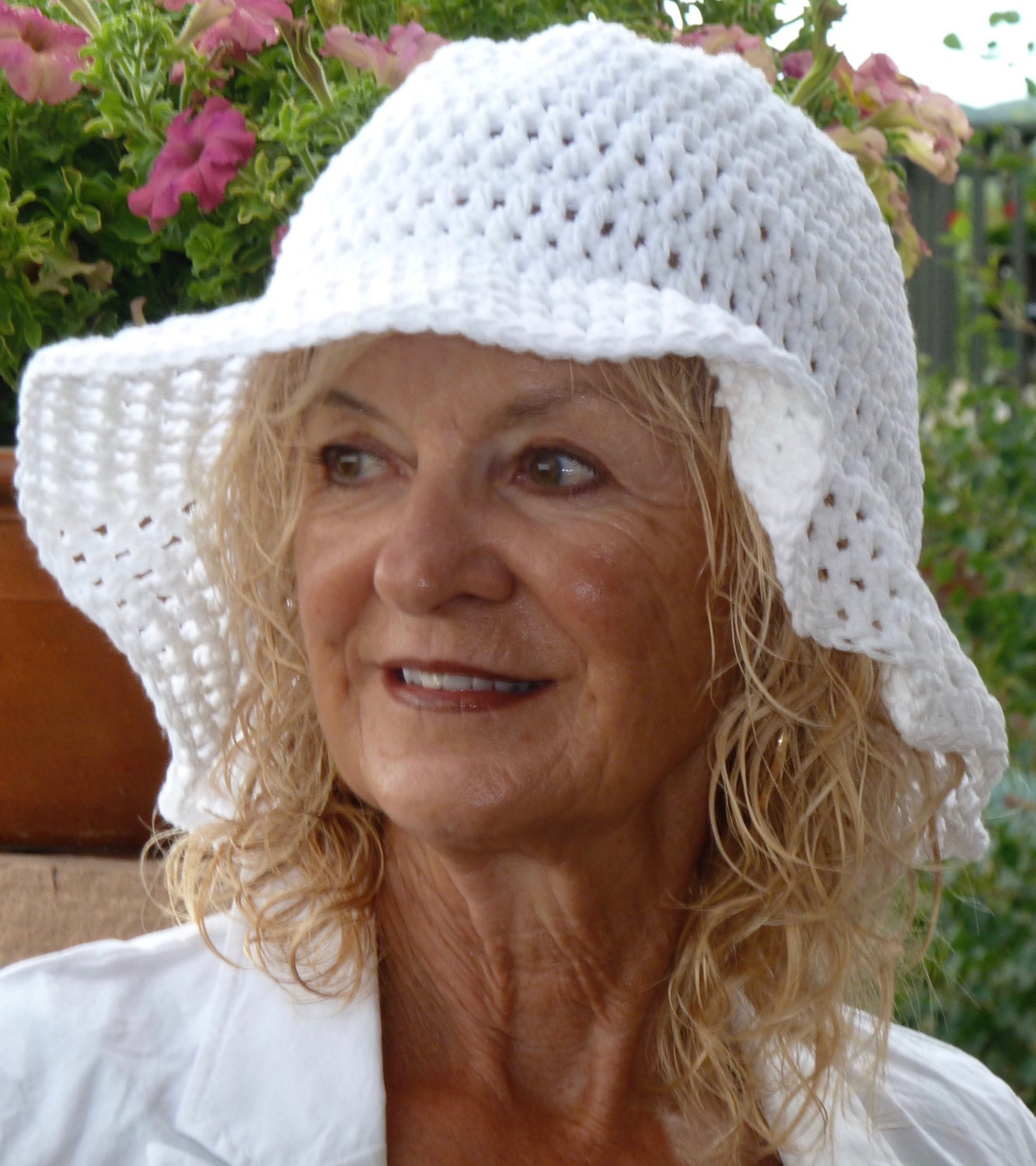 Summer white hat with a brim unique and original crochet hat | Etsy
