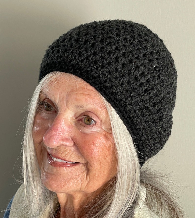 One of Kind Black Winter Hat / Unique Black Crochet Hat / Women's Winter Accessories image 9