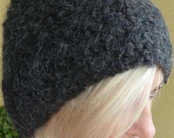 Black Crochet Hat / One of a Kind Winter Hat