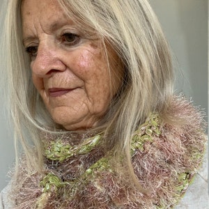 Unique Crochet Scarf / Green, Khaki and Taupe Fashion Scarf / One of a Kind Scarf image 9