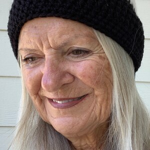 Original Crochet Hat for a Ponytail / Black and White Winter Hat with a Tail / One of a Kind Hat image 10