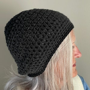 One of Kind Black Winter Hat / Unique Black Crochet Hat / Women's Winter Accessories image 5
