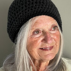One of Kind Black Winter Hat / Unique Black Crochet Hat / Women's Winter Accessories image 3