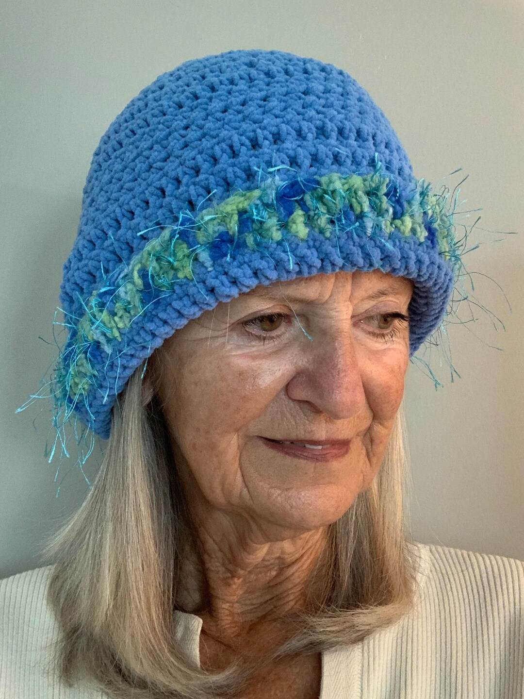 Blue Crochet Hat Handcrafted Blue Winter Hat Women's Etsy