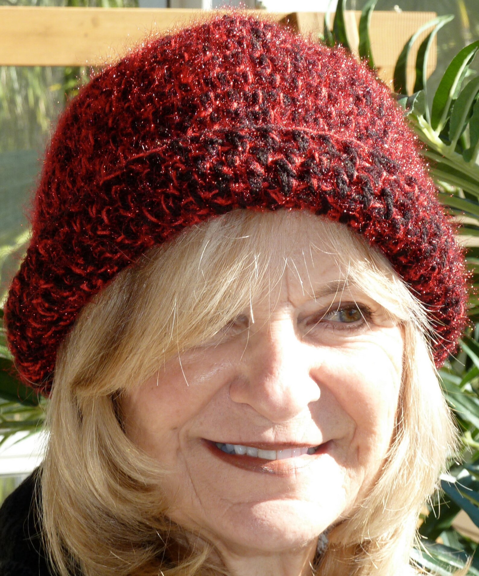 black and red winter hat