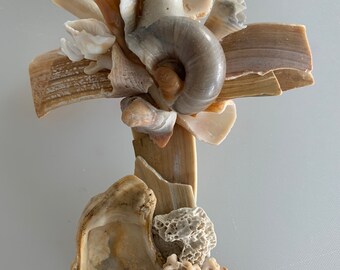 Christian Cross / One of a Kind Cross / Unique Seashell Cross / Free Shipping