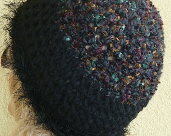 Black Crochet Hat / One of a Kind Winter Hat