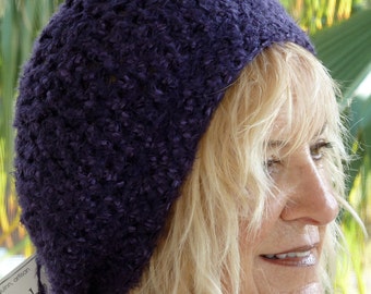 Purple Crochet Hat / Unique Winter Hat / One of a Kind Hat