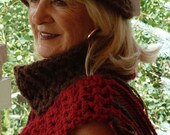 Red and Brown Unique Hat and Scarf / Original and One of a Kind