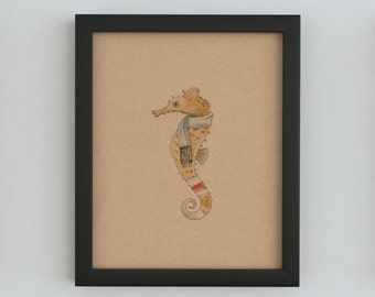 Winter Seahorse Print