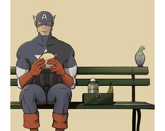 Captain America Taking a Break (8x10 print)