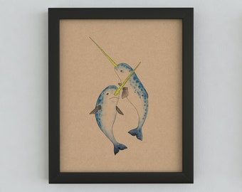 Winter Narwhals Print