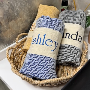 Personalized Turkish Beach Towel: Embroidered Cotton Peshtemal