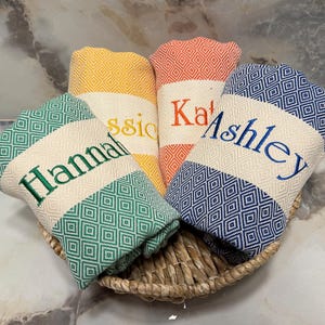 Bridesmaid Gift, Personalized Towel, Bachelorette Party Favor, Beach Towel, Personalized Gift, Wedding Gift, Bride Gift, Turkish Beach Towel