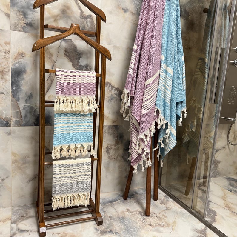 Handwoven Turkish Cotton Peshtemal Towel, Personalized Embroidery image 6