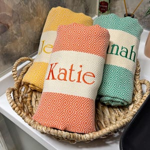 Personalized Turkish Beach Towel: Embroidered Cotton Peshtemal