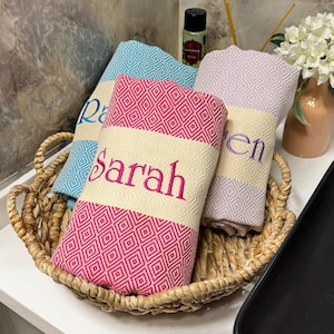 Personalized Beach Towel Gift, Bachelorette Party Favor, Personalized Gifts, Bridesmaid Gift, Wedding Gifts, Bride Gift, Turkish Beach Towel