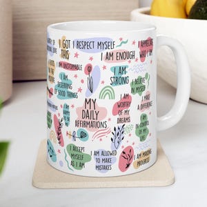 Pastel Affirmation Mug Wrap PNG | Positive Quote Sublimation Design (Digital Download)