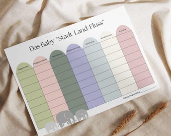 Juego para baby shower, juego de ciudad, campo, río para bebés en tamaño A4, descarga digital, archivo PDF para autoimpresión.